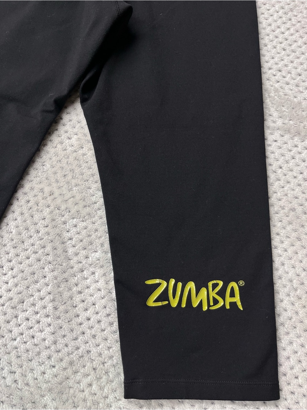 Zumba Fitness Black Capris with Lime ZUMBA Logo
